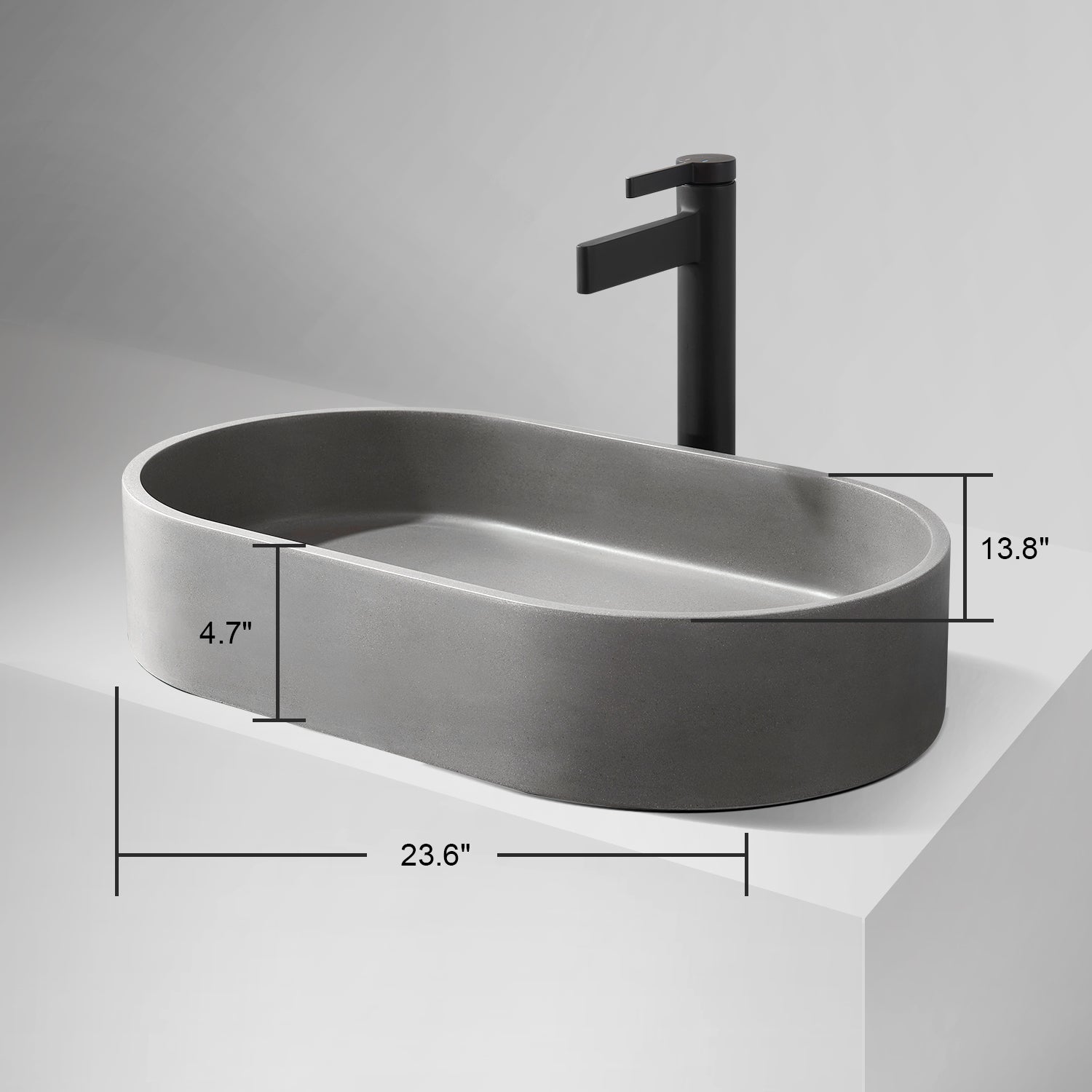 Eibar Grey Concrete Oval Vessel Bathroom Sink