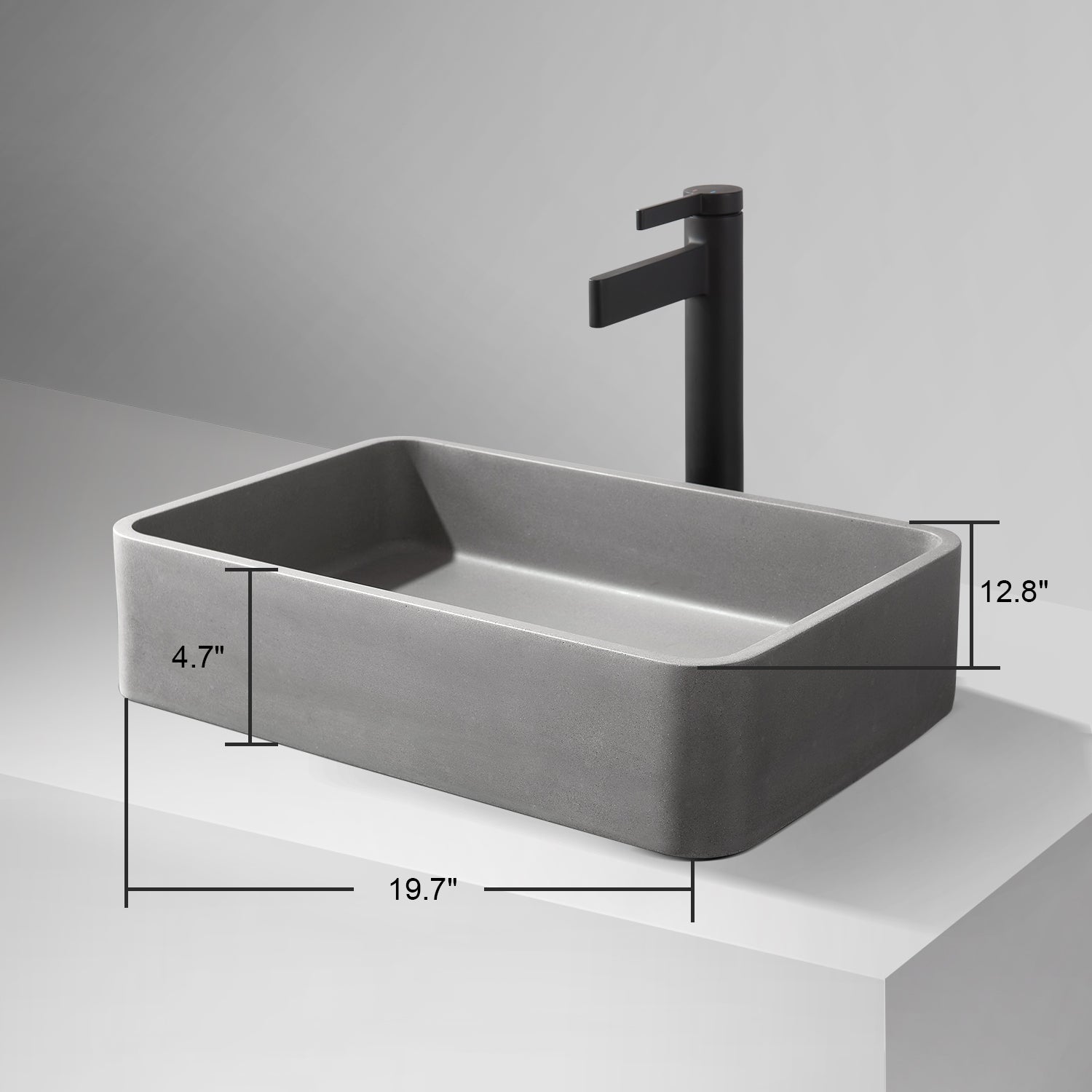 Avila Grey Concrete Rectangular Vessel Bathroom Sink – Vinnova Design