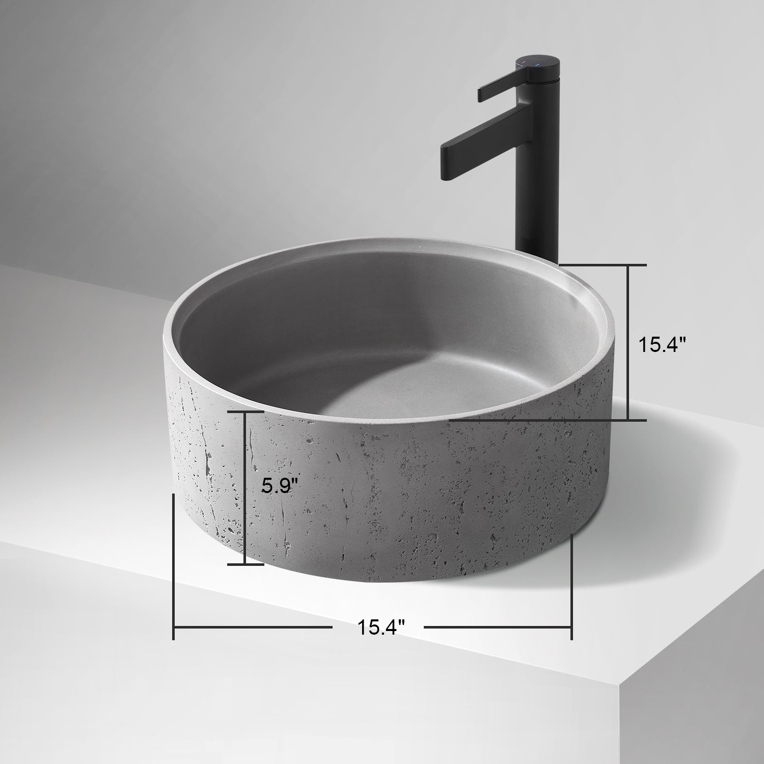 Almonte Grey Concrete Circular Vessel Bathroom Sink